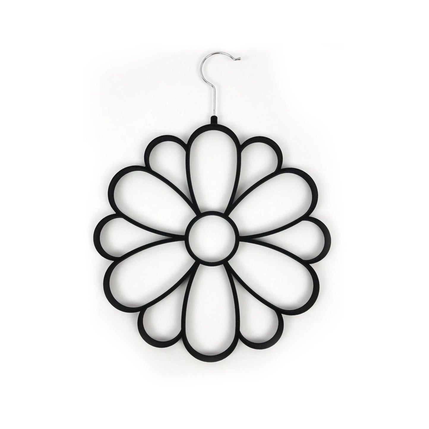 Velvet Covered Flower Design Scarf & Accessory Hanger Black