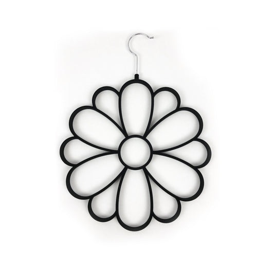 Velvet Covered Flower Design Scarf & Accessory Hanger Black