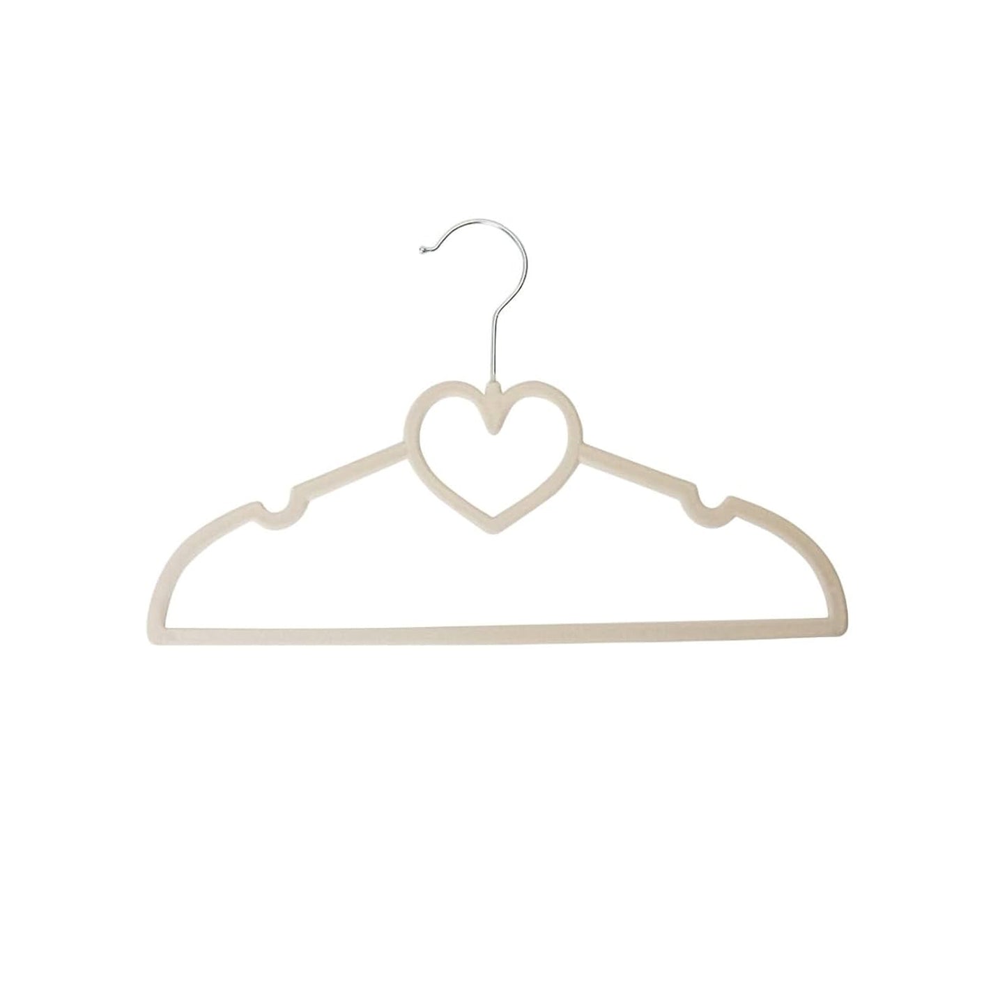 25 Piece Kids Velvet Hanger with Chrome Hooks Set Cream