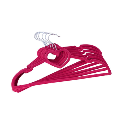 25 Piece Kids Velvet Hanger with Chrome Hooks Set Dark Pink