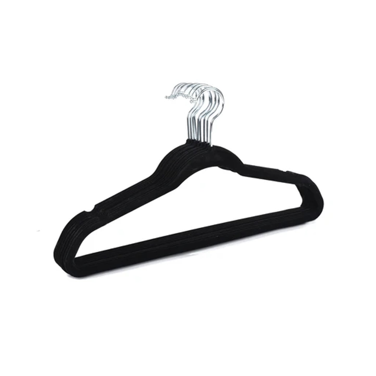 10 Piece Velvet Hanger with Chrome Hooks Set Black