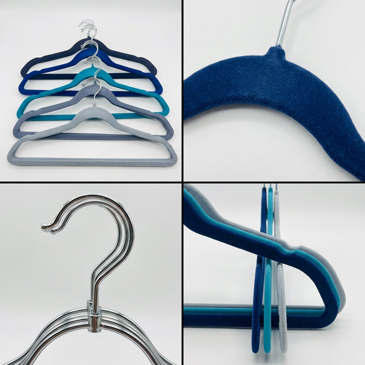 25 Piece Velvet Hanger with Chrome Hooks Set Multicoloured