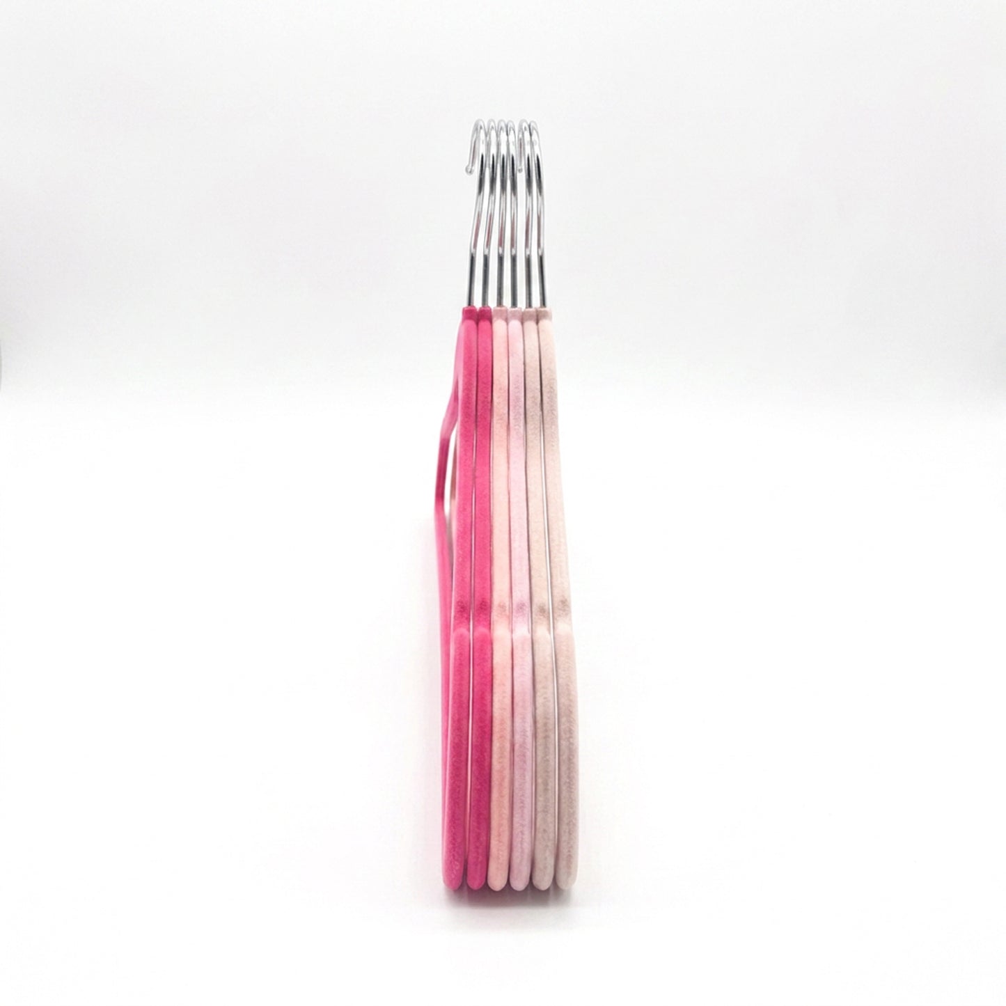 10 Piece Velvet Hanger with Chrome Hooks Set Pink