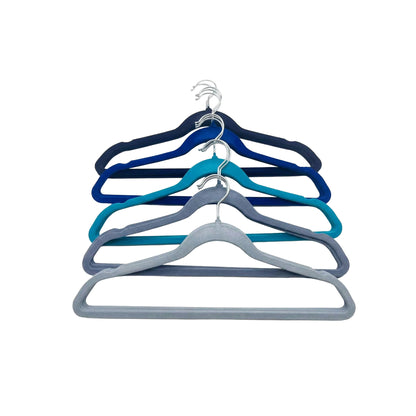 10 Piece Velvet Hanger with Chrome Hooks Set Multicoloured