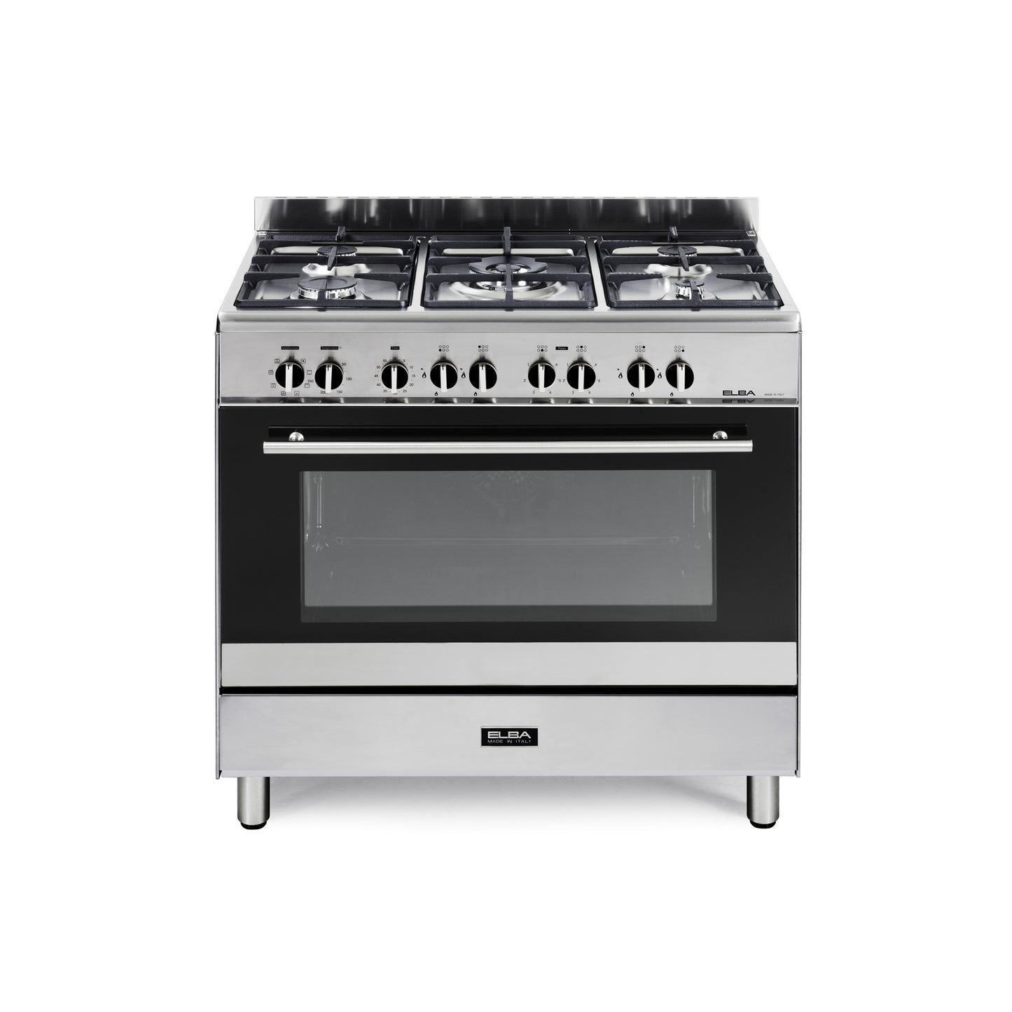 Elba Classic 90cm 5 Burner Gas Cooker With Gas Oven Silver