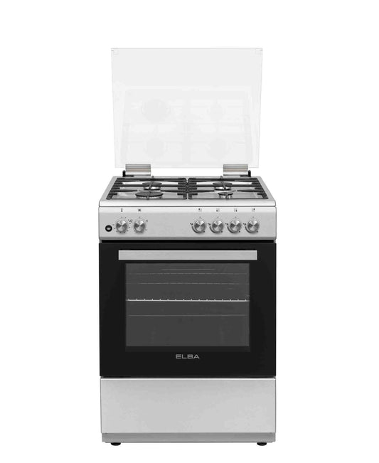 Elba Essential 60cm 4 Burner Gas Stove With Gas Oven - Silver