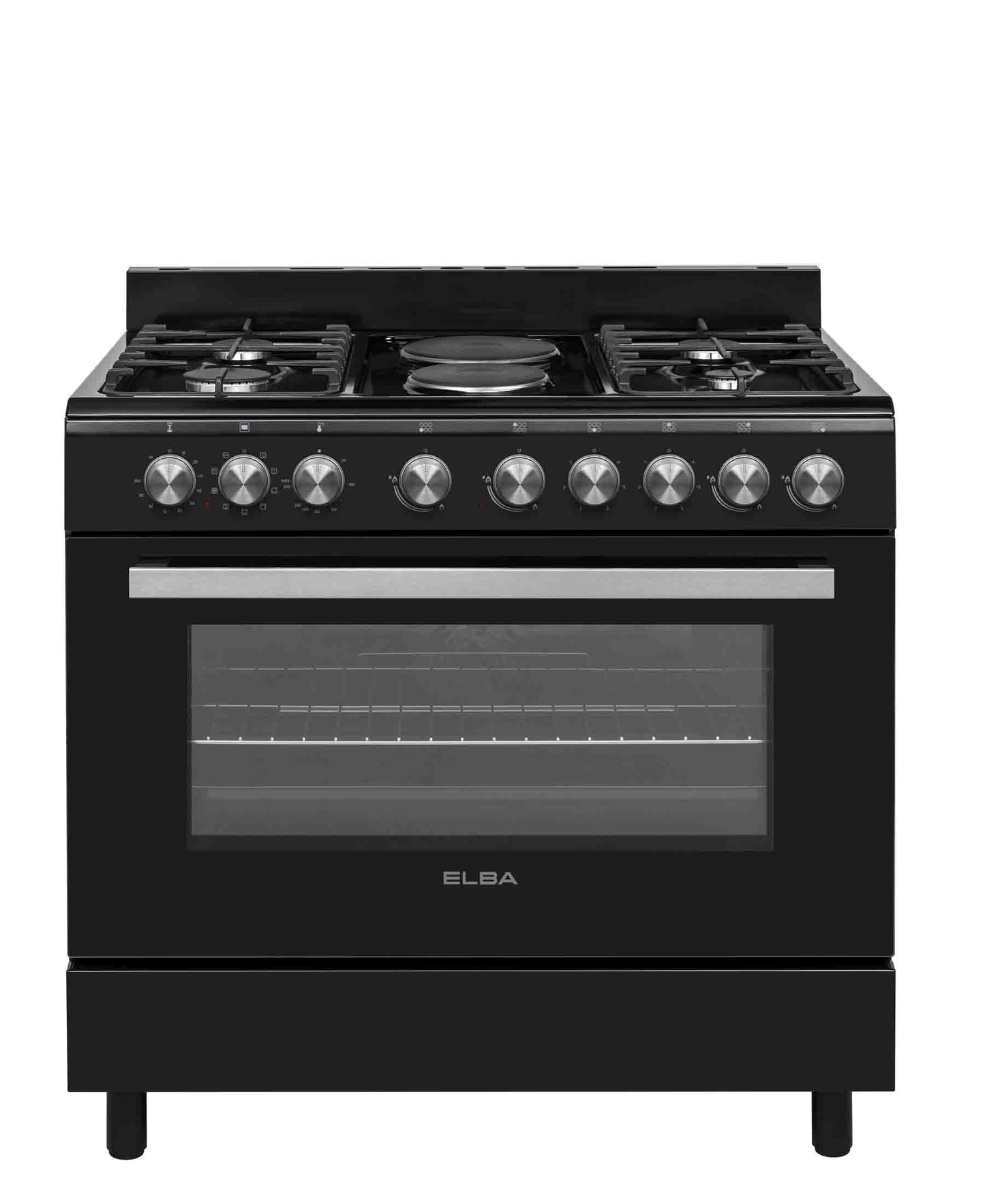 Elba Essential 90cm 4 Burner 2 Electric Gas/Electric Stove - Black