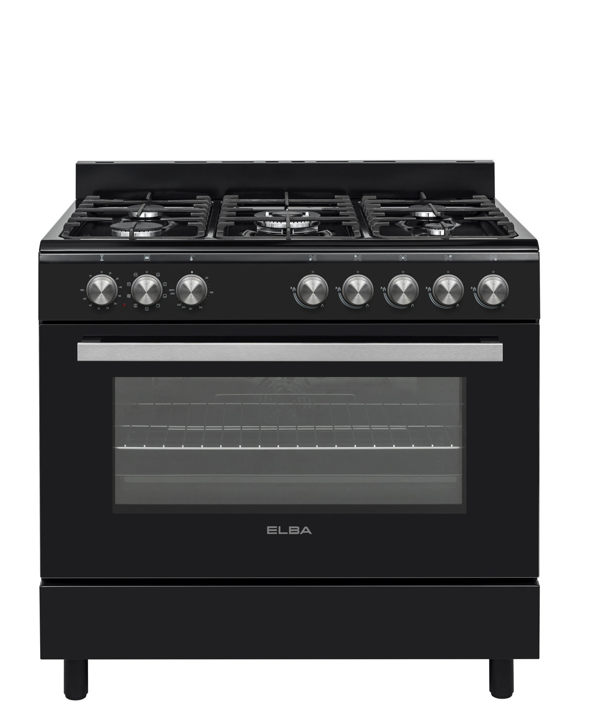 Essentials Oven Elba Essential 90cm 5 Burner Gas Stove & Electric Oven - Black – The ...