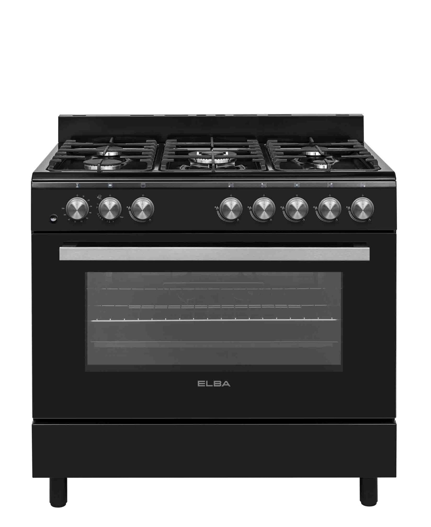 Elba Essential 90cm 5 Burner Gas Stove & Gas Oven - Black