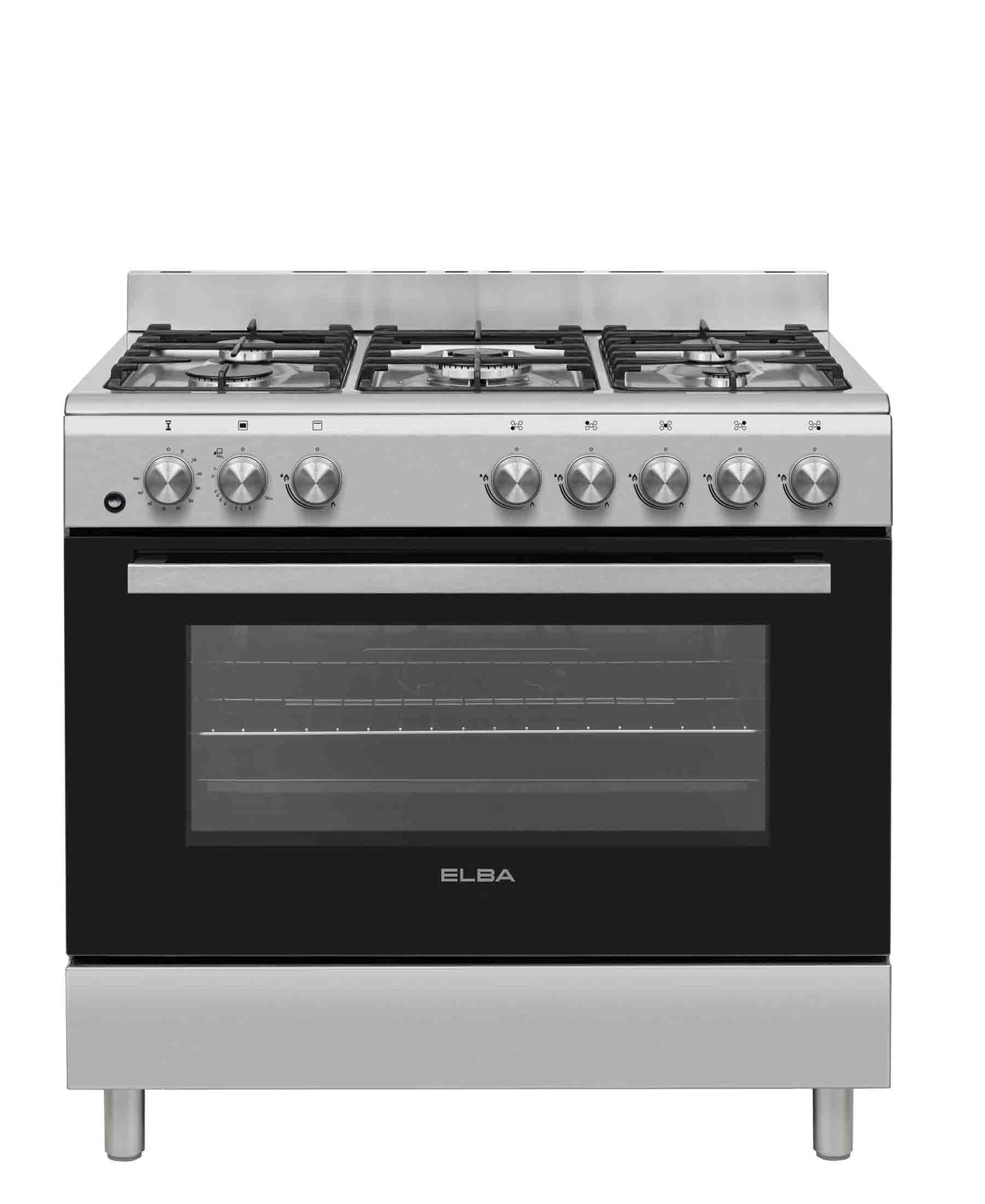 Elba Essential 90cm 5 Burner Gas Stove & Gas Oven - Silver 04/96CL828