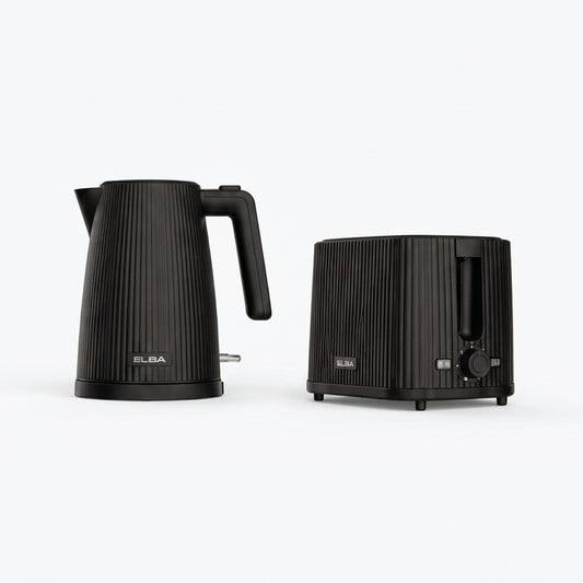 Elba Bellagio Kettle & 2 Slice Toaster Set Black