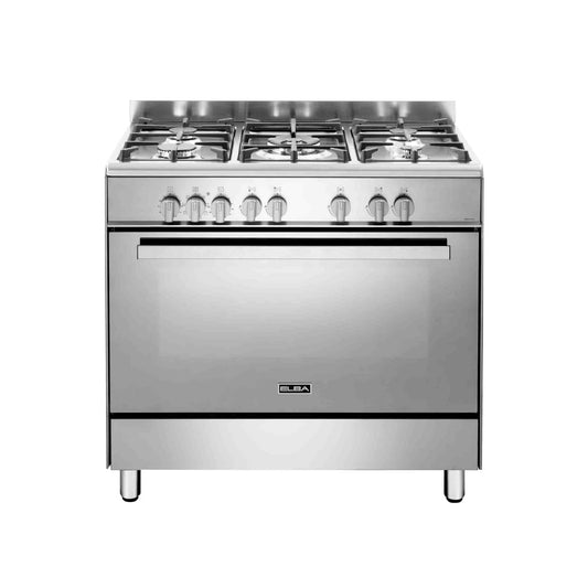 Elba Classic 90cm 5 Burner Gas Cooker With Gas Oven - Silver