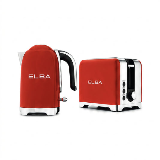 Elba Lusso Kettle & 2 Slice Toaster Set Red