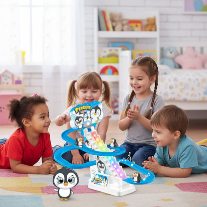 Electric Penguin Stair Climbing Toy Blue