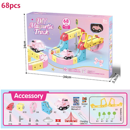 DIY 68 Piece Magnetic Track Toy Multicoloured