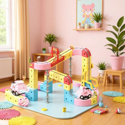 DIY 68 Piece Magnetic Track Toy Multicoloured