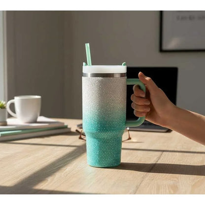 1.2Lt Ombre Glitter Flask Blue & White