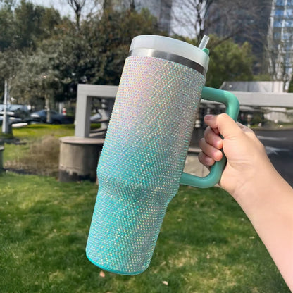 1.2Lt Ombre Glitter Flask Blue & White
