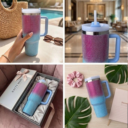 1.2Lt Ombre Glitter Flask Blue & Pink