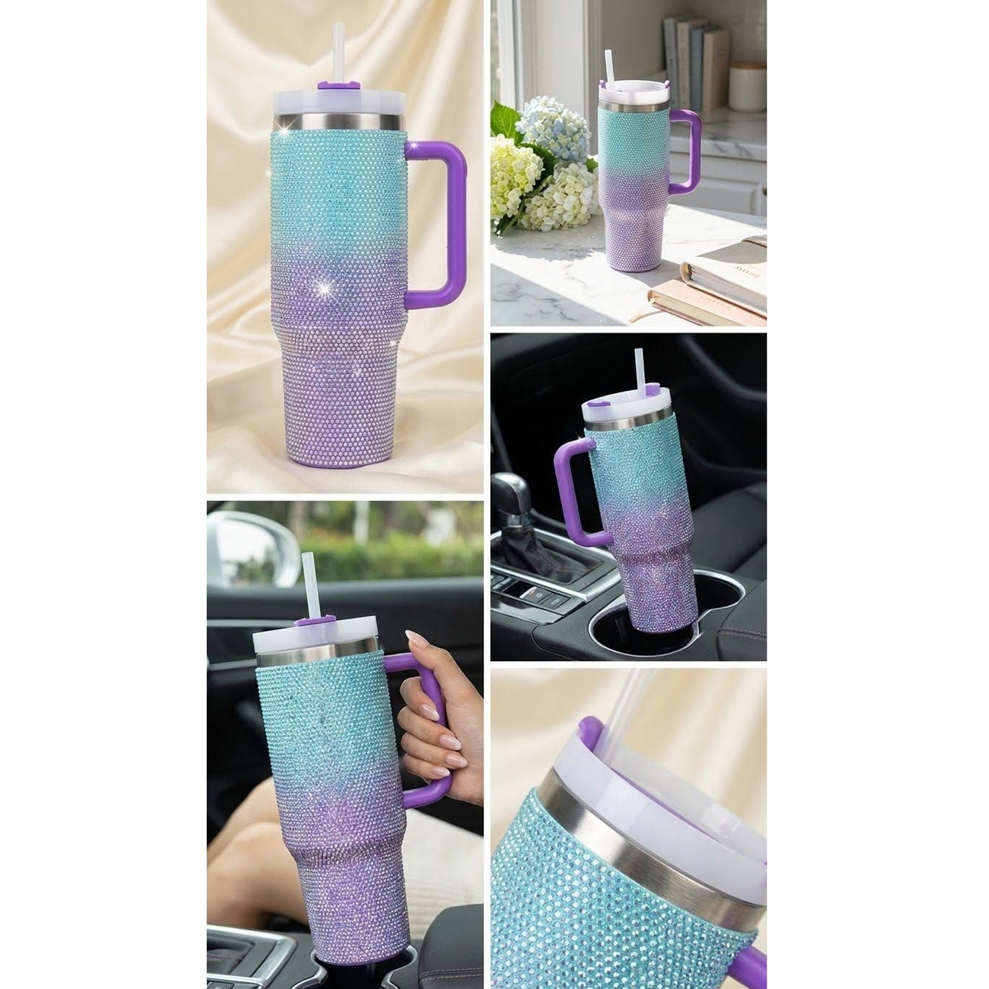 1.2Lt Ombre Glitter Flask Blue & Purple