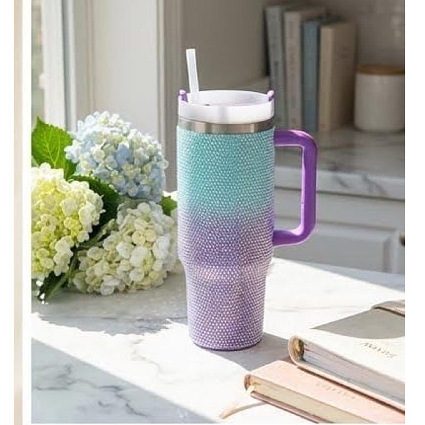 1.2Lt Ombre Glitter Flask Blue & Purple