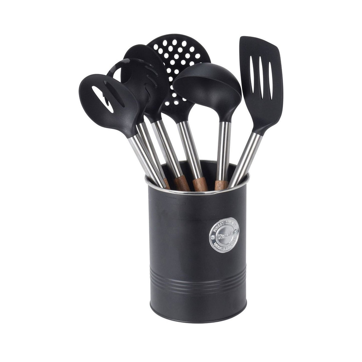 Excellent Houseware 7 Piece Bistro Kitchen Utensil Set Matte Black