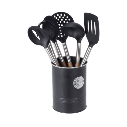 Excellent Houseware 7 Piece Bistro Kitchen Utensil Set Matte Black