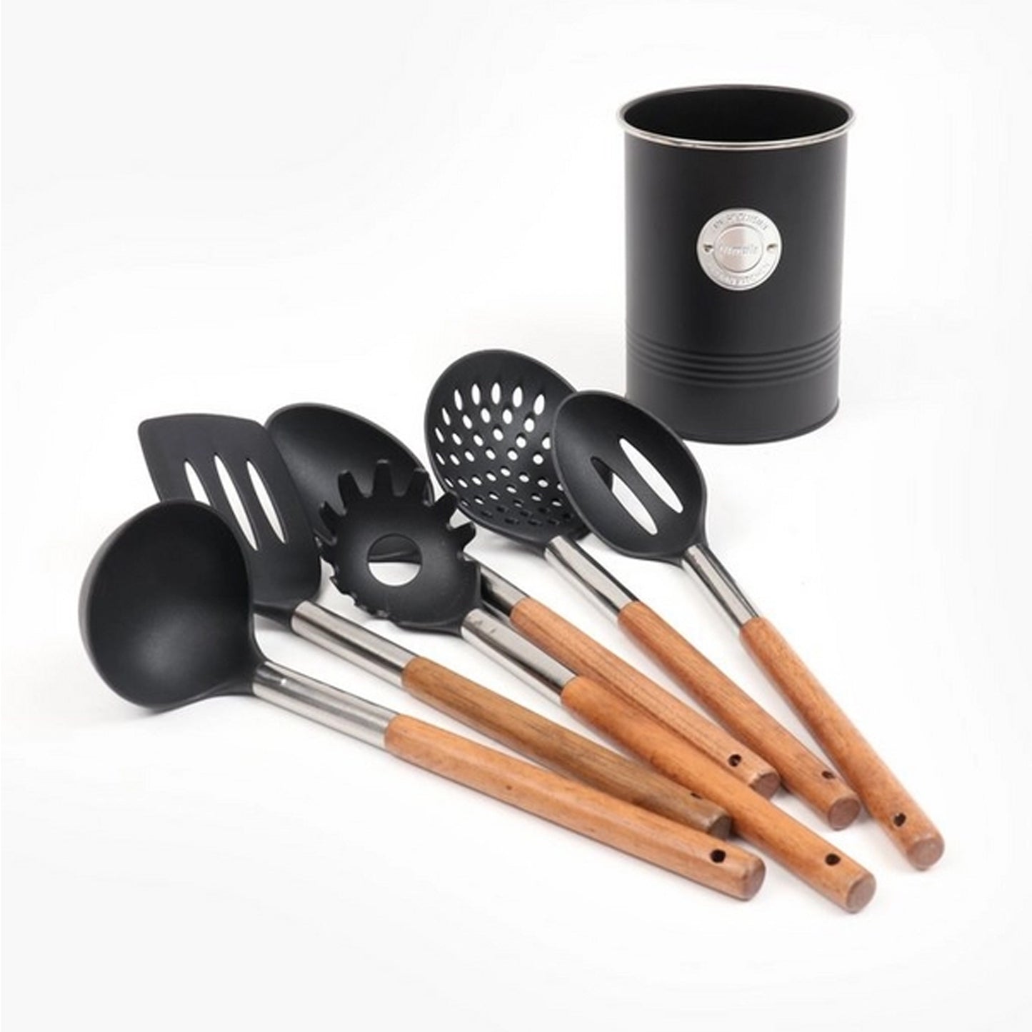Excellent Houseware 7 Piece Bistro Kitchen Utensil Set Matte Black