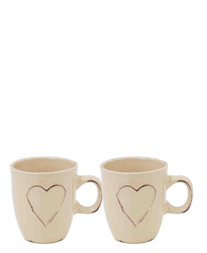 Excellent Houseware 2 Piece 150ml Heart Mugs Set - White