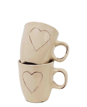 Excellent Houseware 2 Piece 150ml Heart Mugs Set - White