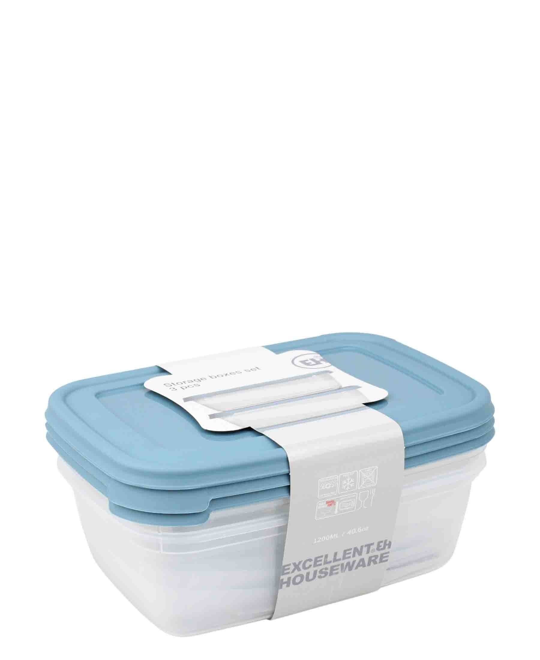 Excellent Houseware 3 Piece Storage Box Set - Blue