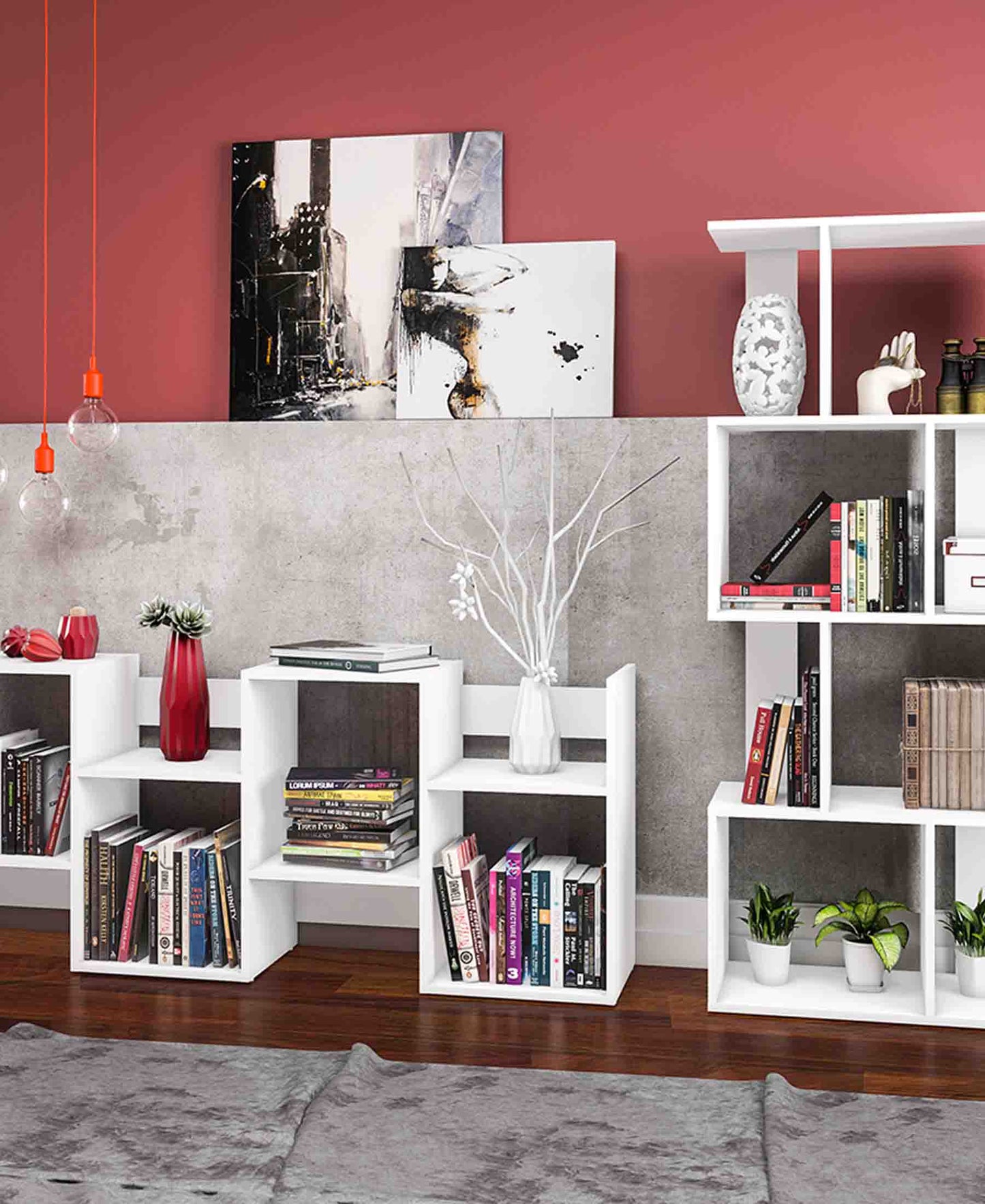 Exotic Designs 4 Tier Bookshelf - White