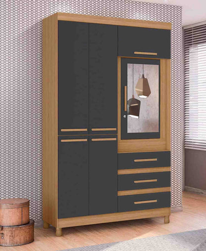 Exotic Designs 6 Door Fusion Wardrobe – Natural & Titanium