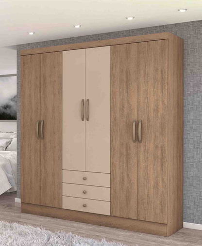 Exotic Designs 6 Door Wardrobe - Nude