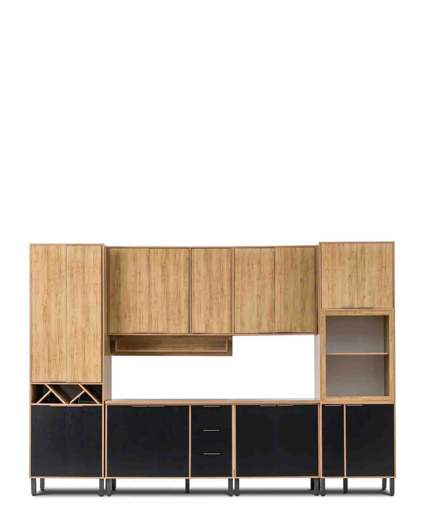 Exotic Designs 6 Piece Camille Kitchen Scheme - Walnut & Black