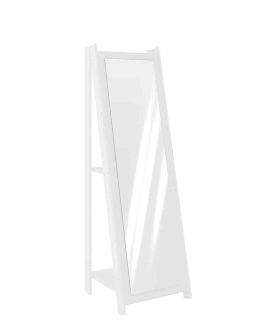 Exotic Designs Freestanding Mirror With Shelves - White