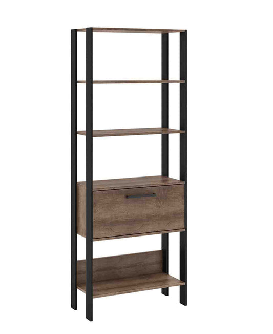 Exotic Designs Modern Tower Shelf With 4 Shelves - Rustic & Black