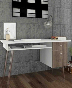 Exotic Designs Office Desk - White & Rustic
