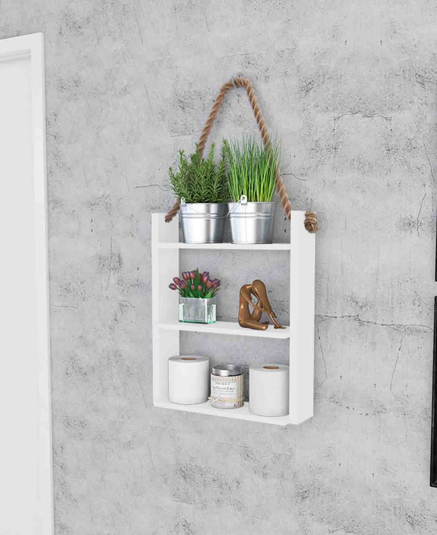 Exotic Designs Suspended Three Tier Shelf - White