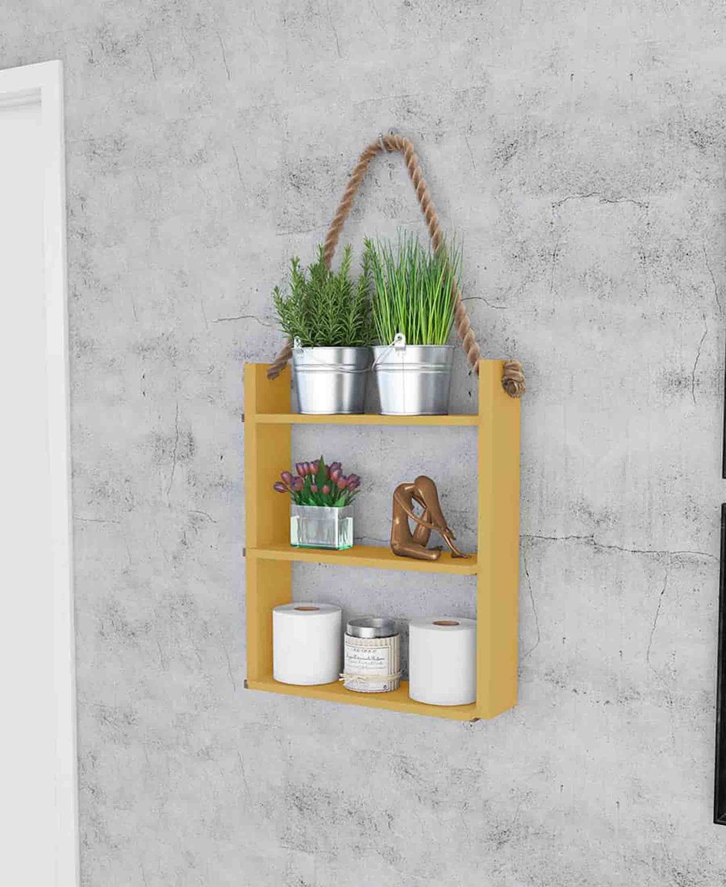 Exotic Designs Suspended Three Tier Shelf - Yellow