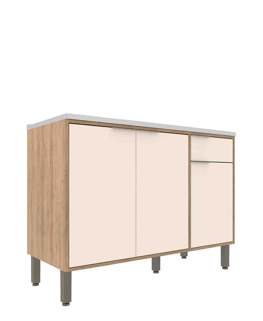 Exotic Designs Thalita 3 Door Base With Sink - Walnut & Black