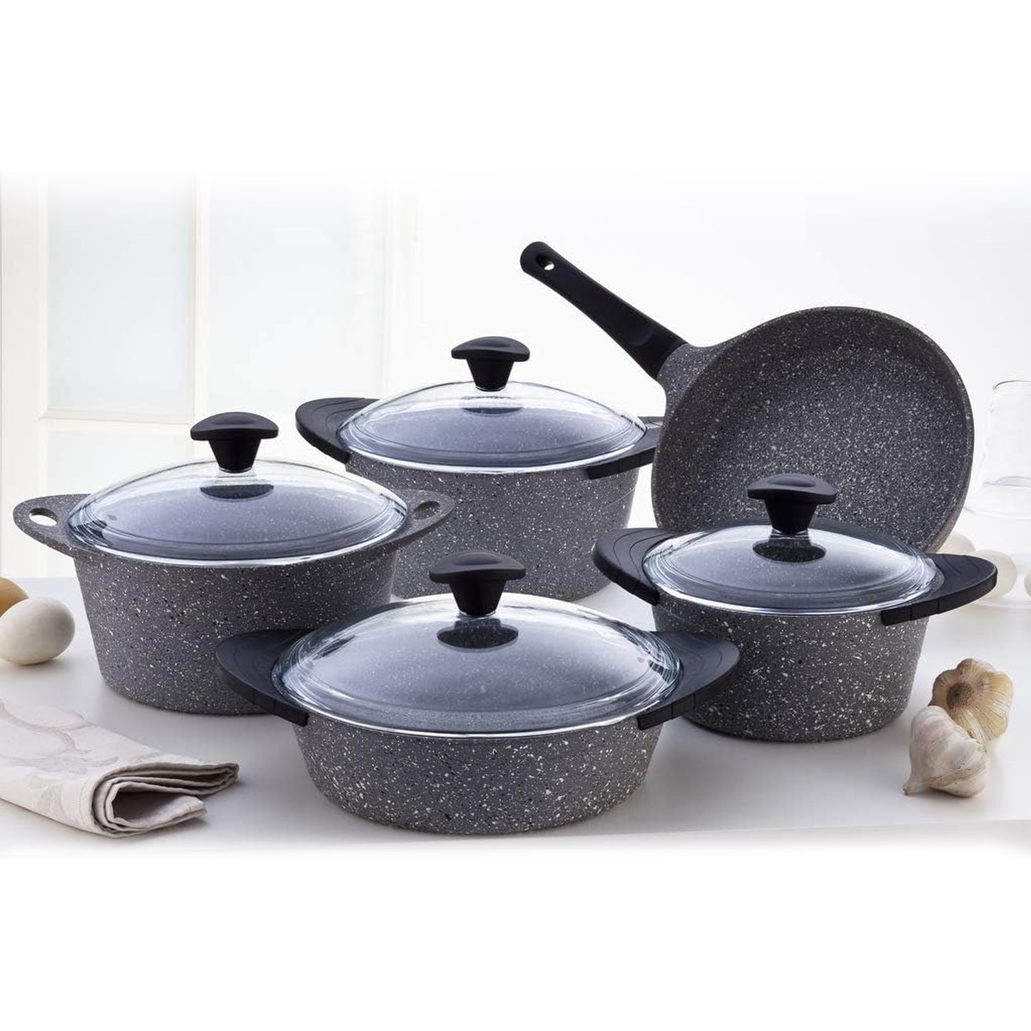 Falez Doa 9 Piece Cookware Set Granistone