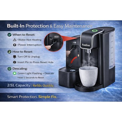 Feelive Instant Manual Hot Water Dispenser Black