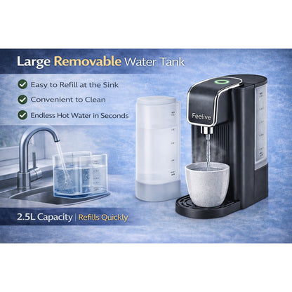 Feelive Instant Manual Hot Water Dispenser Black