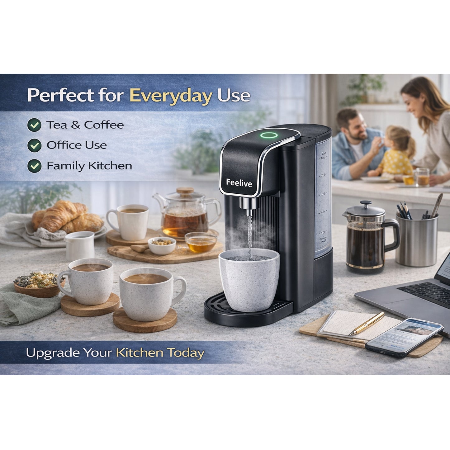 Feelive Instant Manual Hot Water Dispenser Black