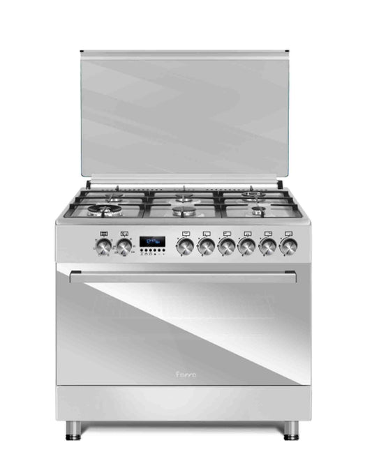 Ferre 90 x 60 Free Standing 6 Burner Premium Gas/Electric Oven - Silver