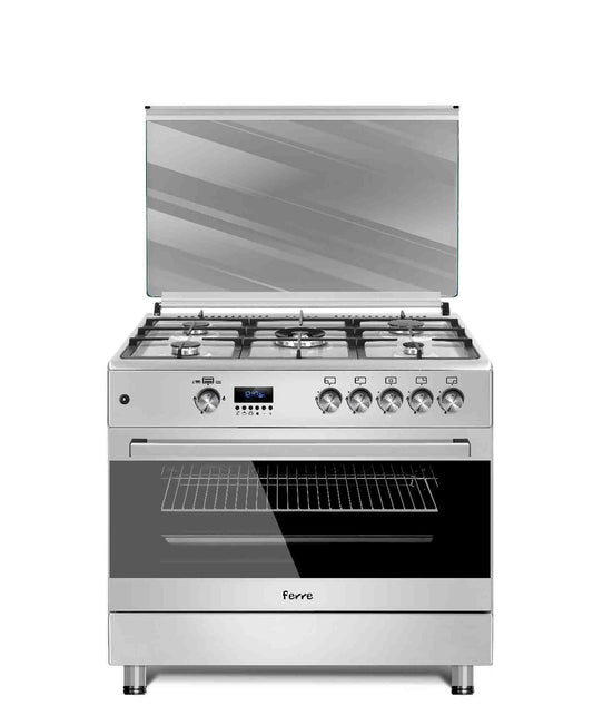 Ferre 90×60cm Free Standing Full Gas Cooker - Silver