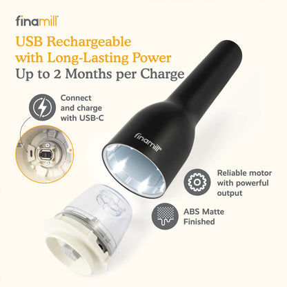 FinaMill Rechargeable Grinder with Pods Midnight Black
