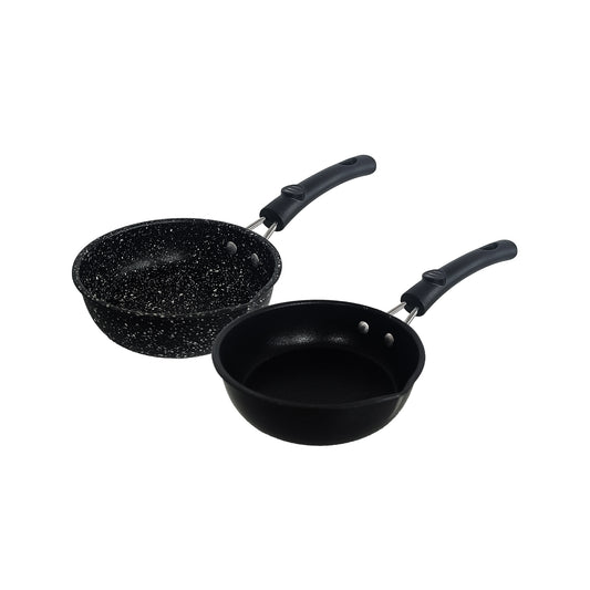 First Home Range 2 Piece 12cm Egg Pan Set Matte Black & Stone