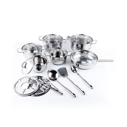 First Home Range 18 Piece Stainless Steel Pot Set Silver